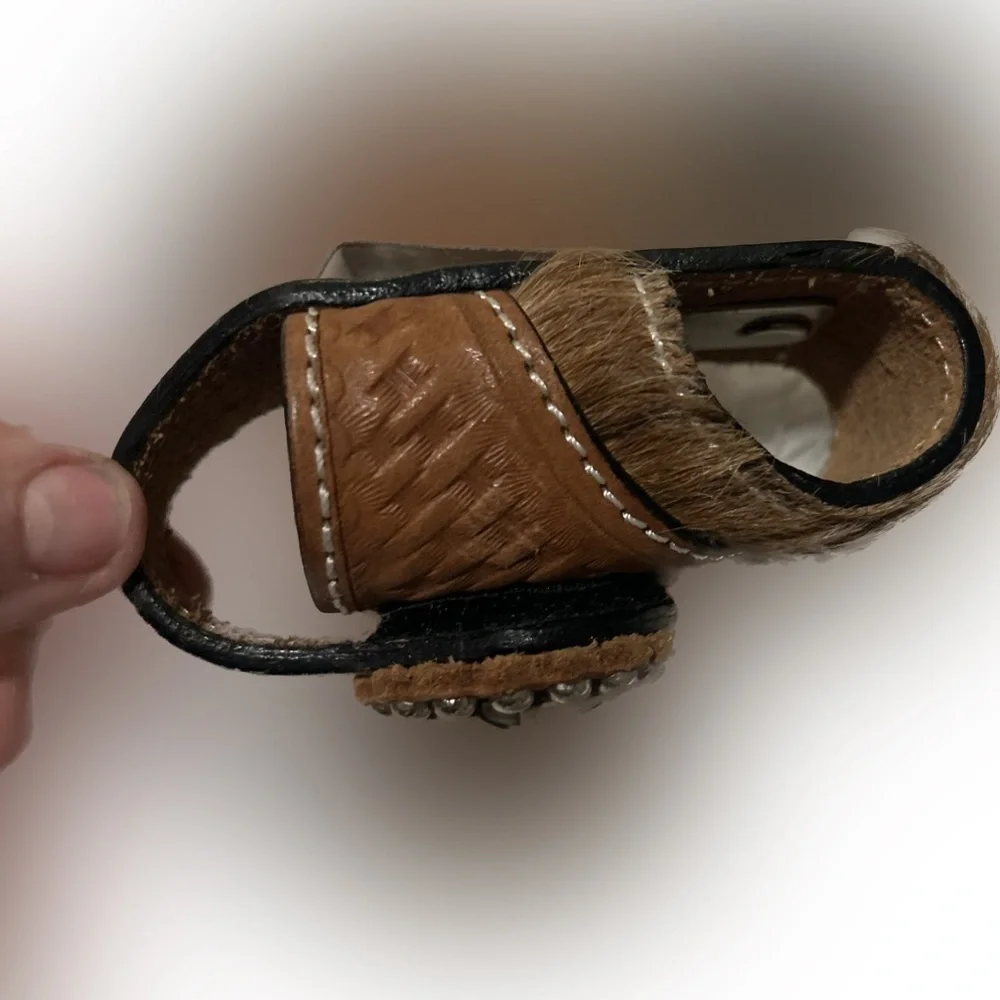 Cowboy Hand Tooled Leather Pouch Metal Belt Hook small phone